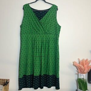 Lands’ End Sleeveless Green & Blue Nautical Rope Dress 2X
